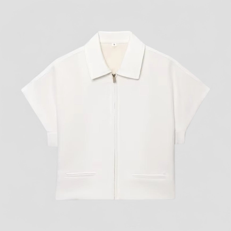 Casual Short Sleeve Zip Jacket for Women