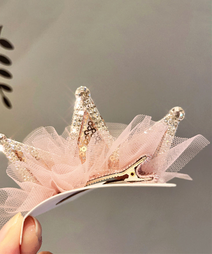Girls Gold Hair Clip Sparkling Crown - OutfitLondon