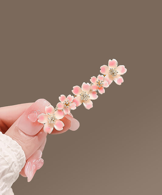 Women's Floral Hair Clip Pink Alloy - OutfitLondon