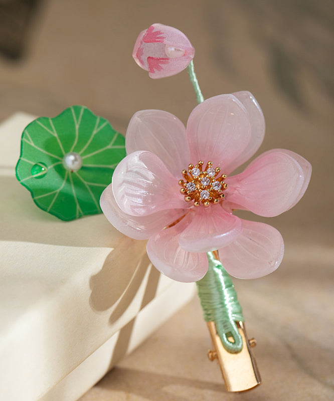 Women's Pink Hairpin Pearl Pom Pom Alloy Finish - OutfitLondon