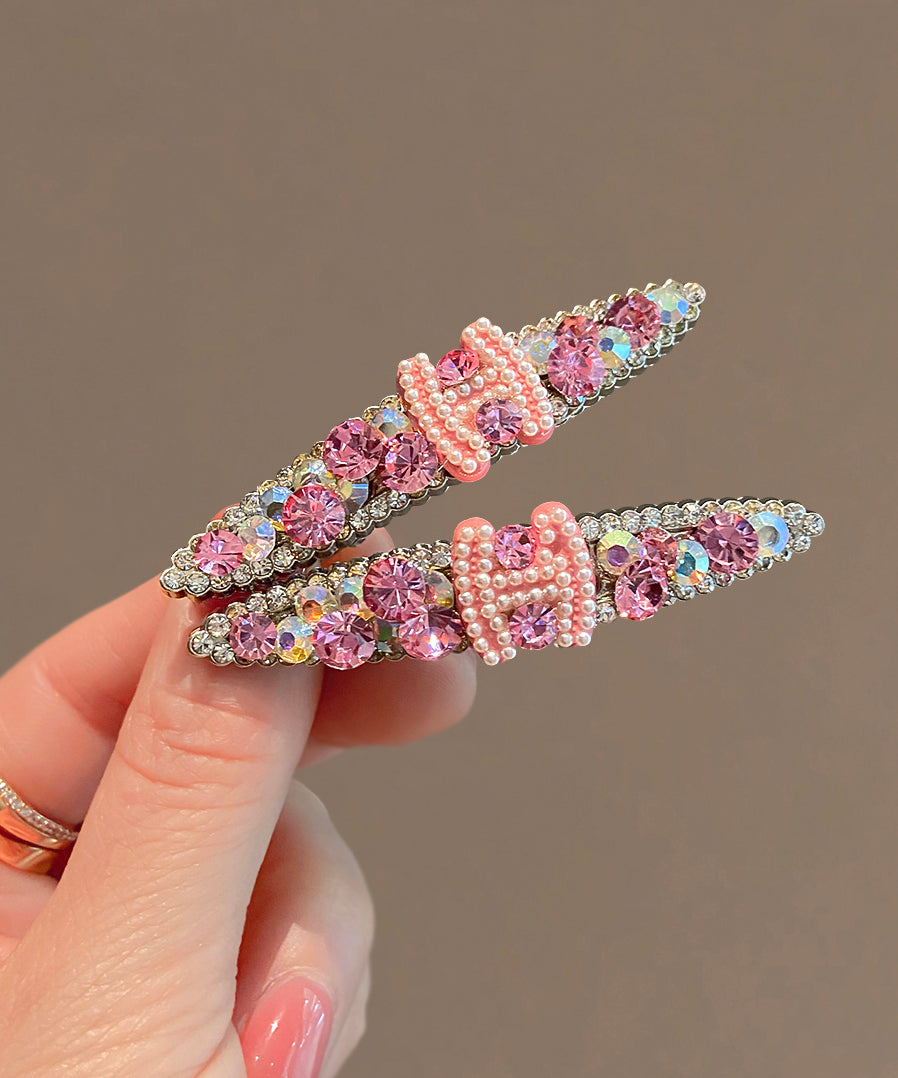 Women's Pink Hairpin Alloy Zirconia Pearl Inlay - OutfitLondon