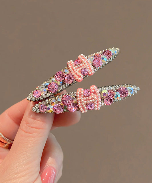 Women's Pink Hairpin Alloy Zirconia Pearl Inlay - OutfitLondon