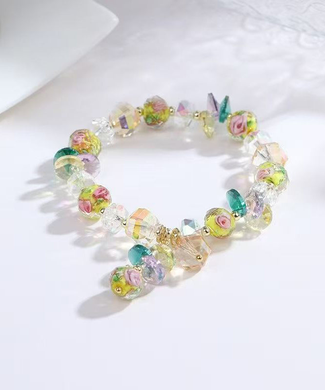 Women's Crystal Alloy Charm Bracelet 20cm Yellow - OutfitLondon