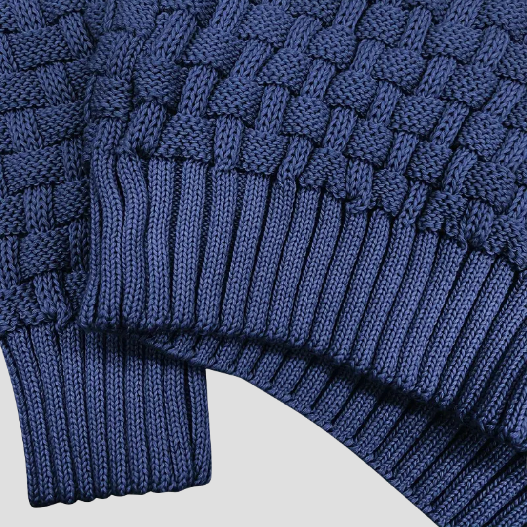 Warm Crew Neck Textured Knit Sweater