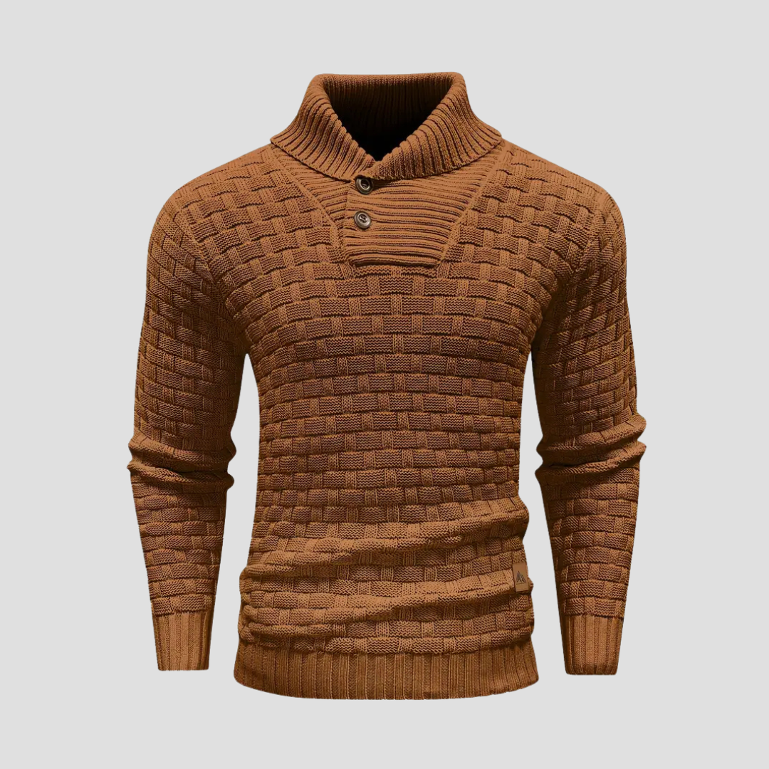 Warm Crew Neck Textured Knit Sweater
