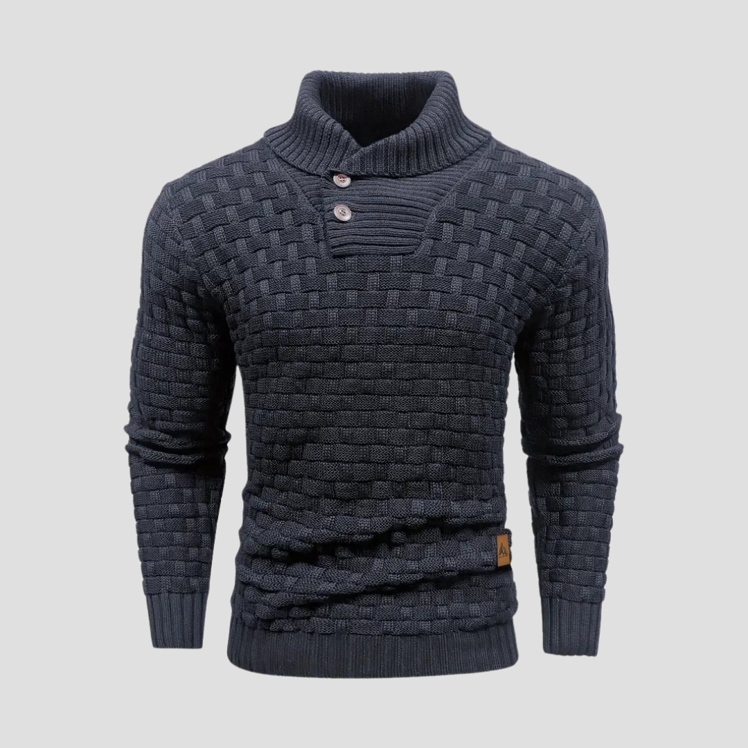 Warm Crew Neck Textured Knit Sweater