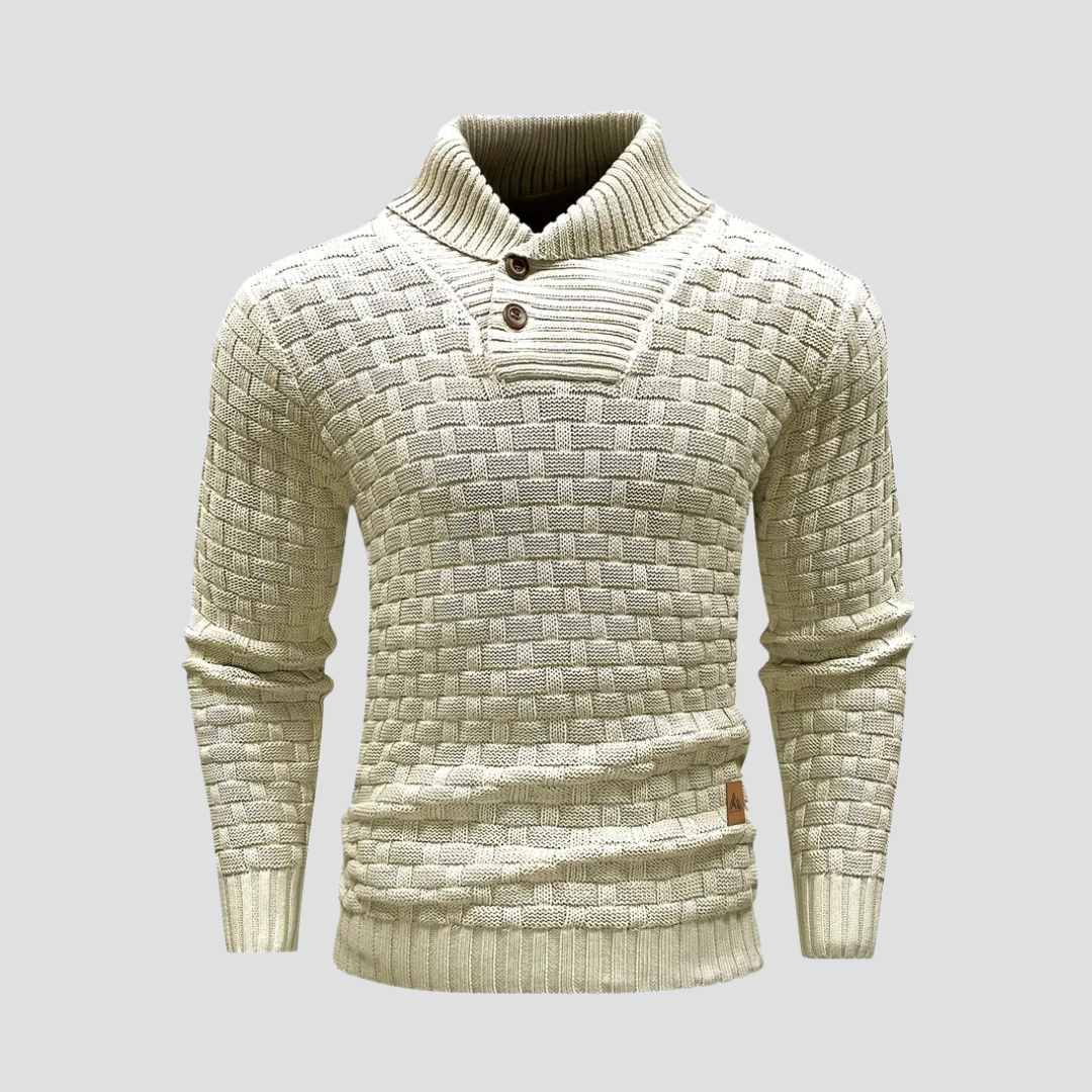 Warm Crew Neck Textured Knit Sweater