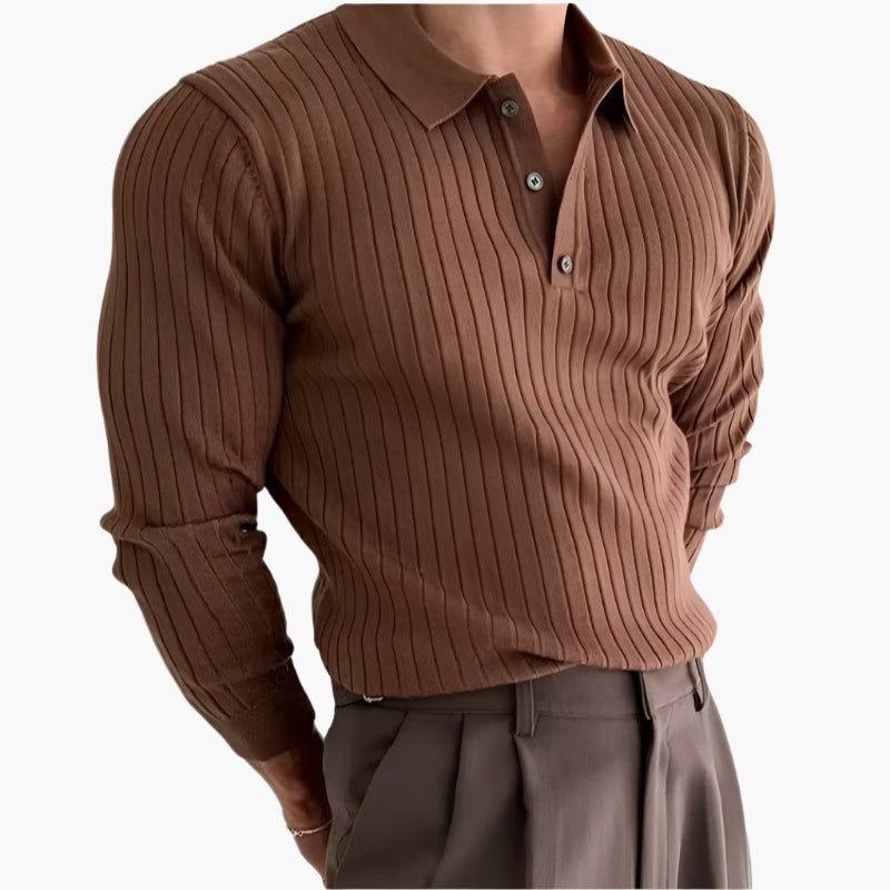 Men's Fashionable Long Sleeve Polo Shirt
