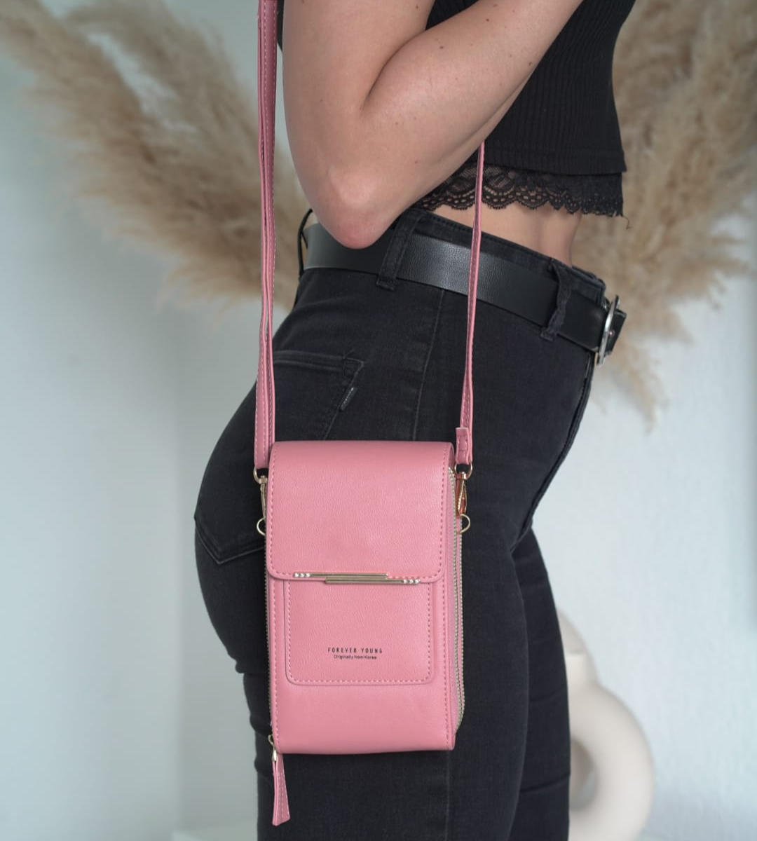 Luxury Leather Shoulder Handbag with Keychain