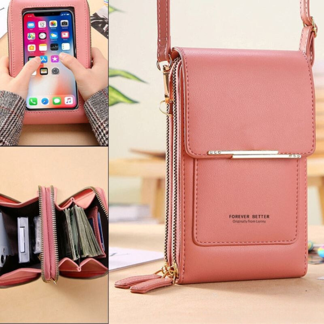 Luxury Leather Shoulder Handbag with Keychain