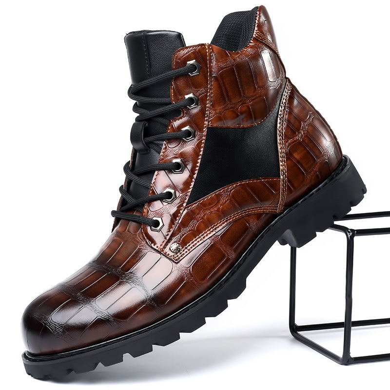 Rugged Mens Black Leather Ankle Boots - OutfitLondon