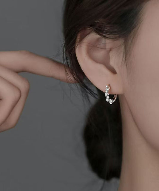 Women's Sterling Silver Pearl Hoop Earrings Delicate 1.4cm - OutfitLondon