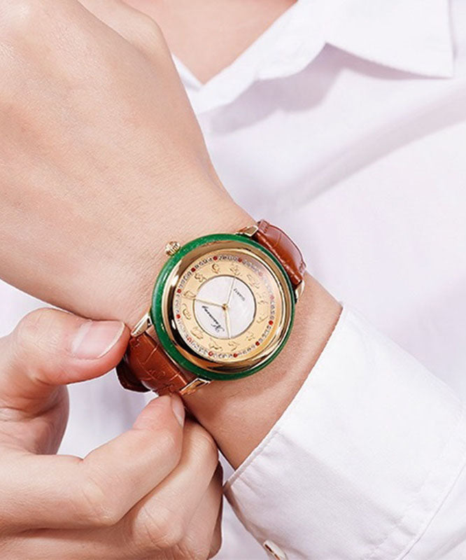 Leather Quartz Watches Sapphire Crystal White - OutfitLondon