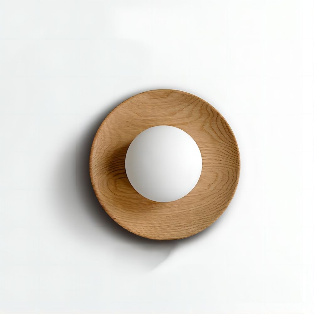 Traditional Wood Wall Light with Glass Cover