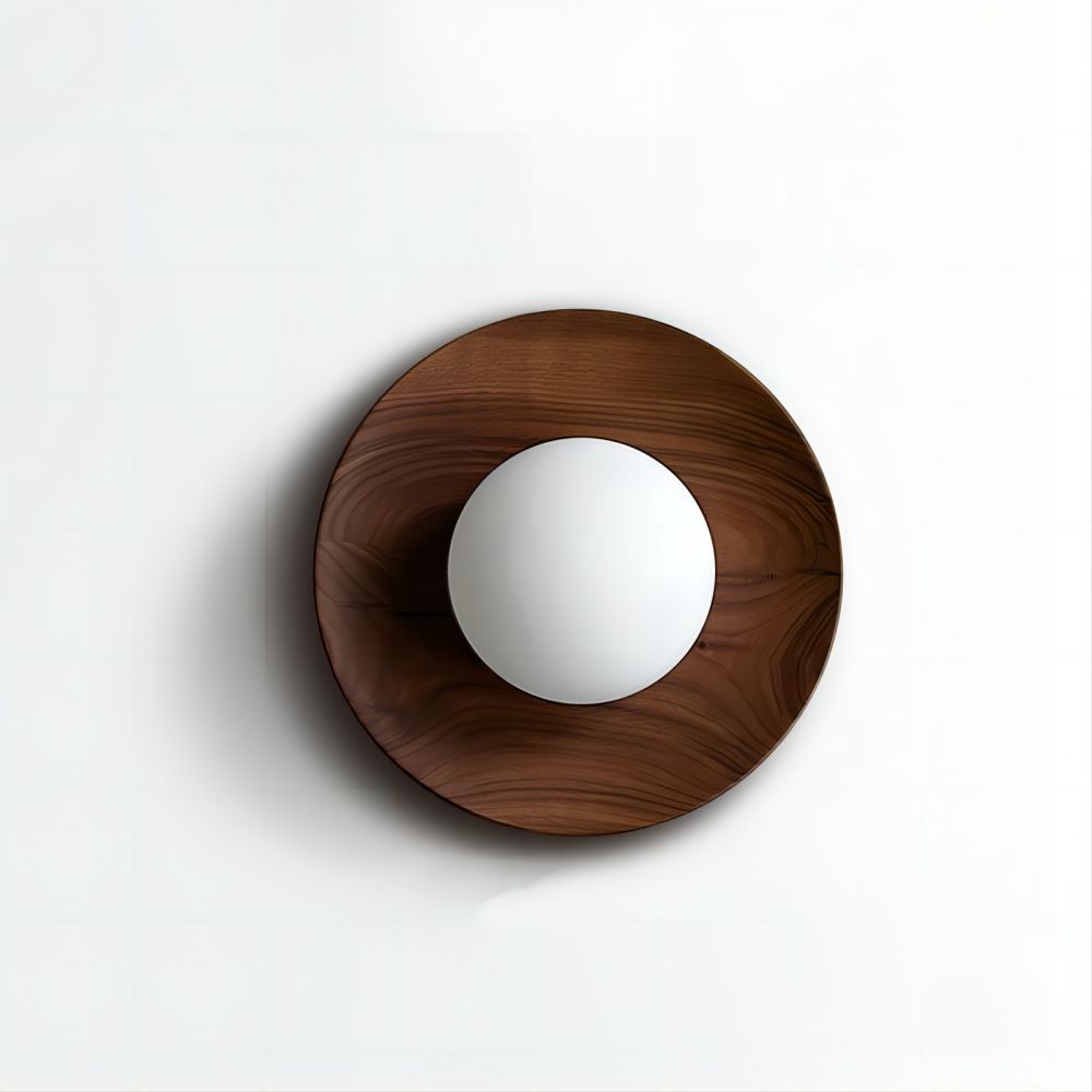 Traditional Wood Wall Light with Glass Cover