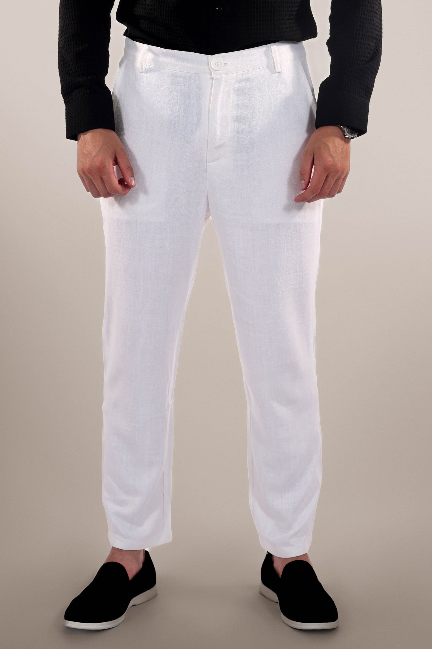 Timeless White Cotton Mens Pants - OutfitLondon