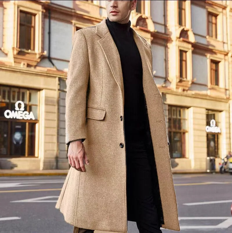 Classic Men's Trench Coat with Slim Fit Design