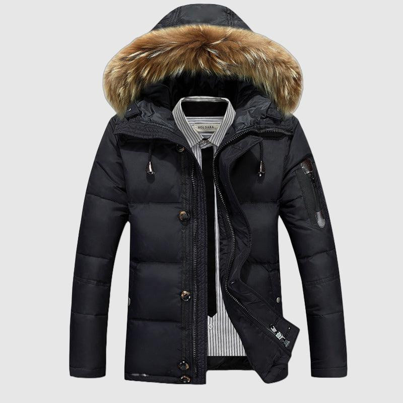 Men's Insulated Snow Jacket with Faux Fur Trim