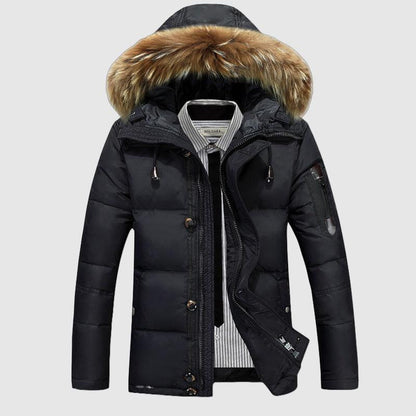 Men's Insulated Snow Jacket with Faux Fur Trim
