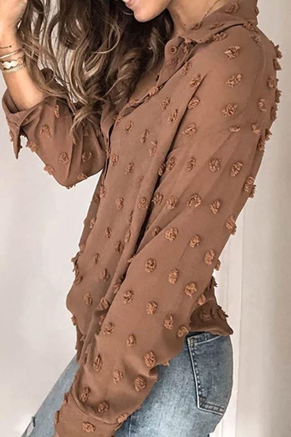Cozy Long Sleeve Dot Pattern Flannel Shirt