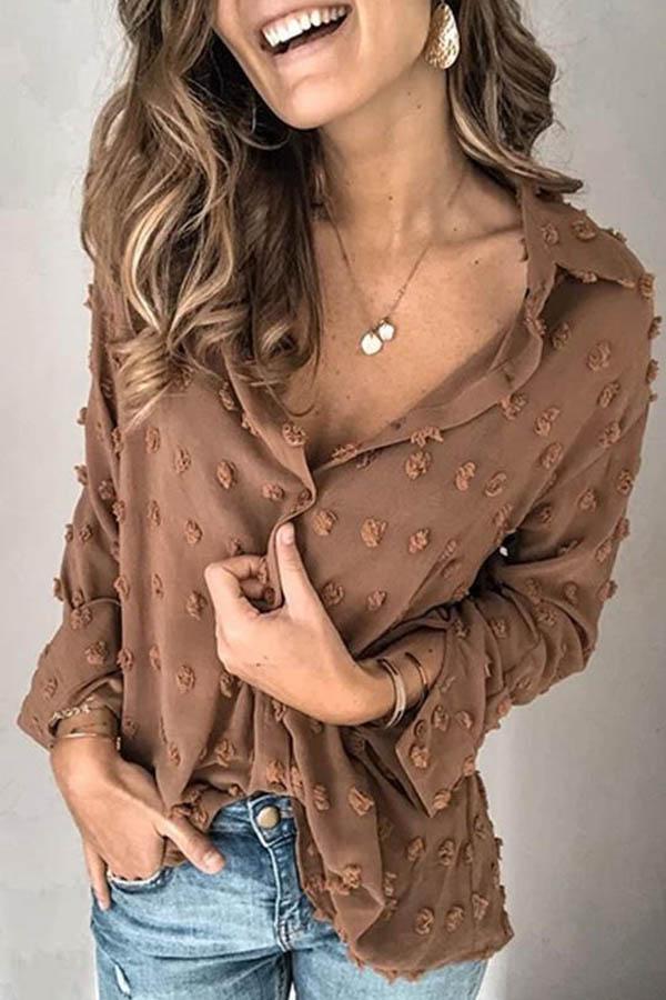 Cozy Long Sleeve Dot Pattern Flannel Shirt - OutfitLondon