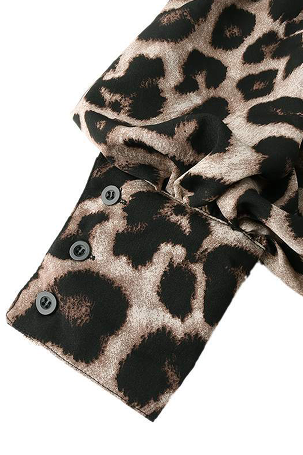 Leopard Print Flowy Long Sleeve Blouse