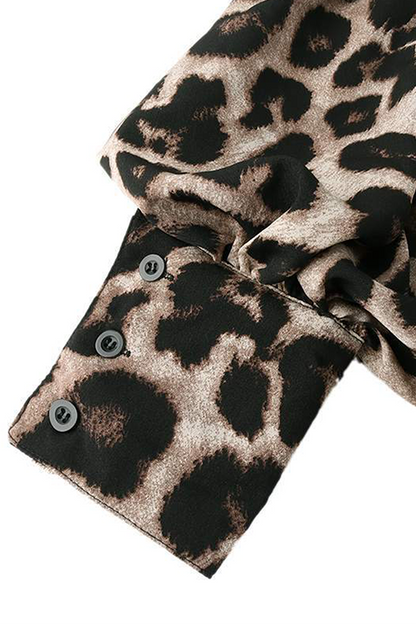 Leopard Print Flowy Long Sleeve Blouse