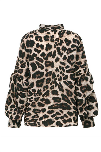 Leopard Print Flowy Long Sleeve Blouse