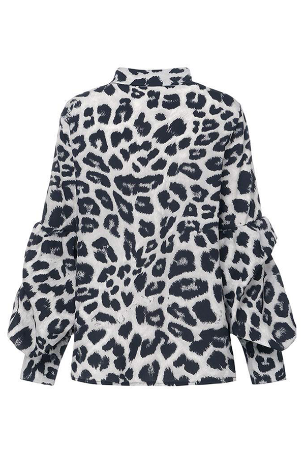 Leopard Print Flowy Long Sleeve Blouse