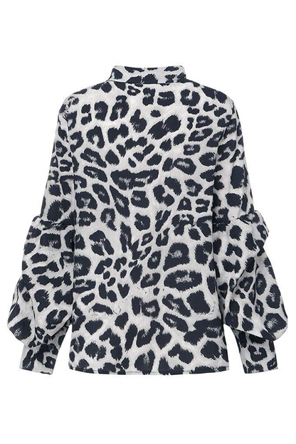 Leopard Print Flowy Long Sleeve Blouse