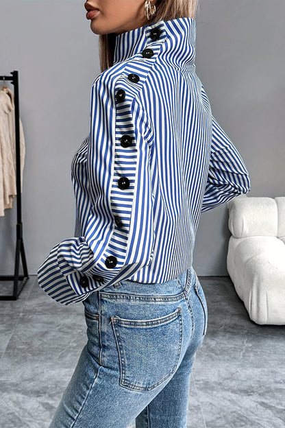 Classic Striped Turtleneck Long Sleeve Top