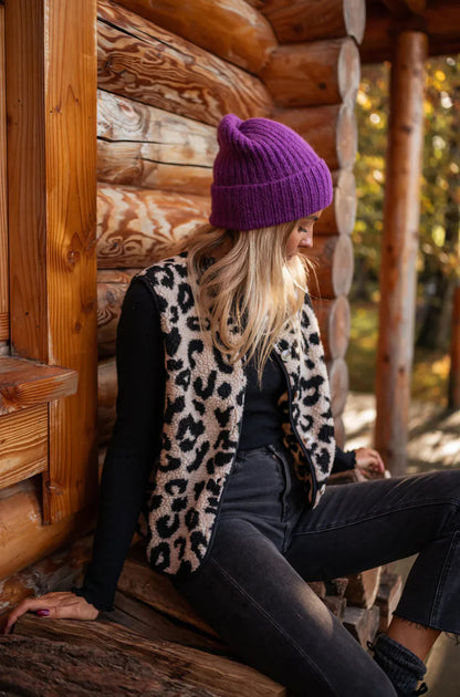 Ladies' Leopard Print Button Front Vest - OutfitLondon