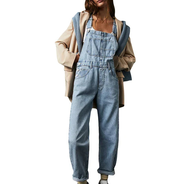 Relaxed Fit Blue Denim Jumpsuit