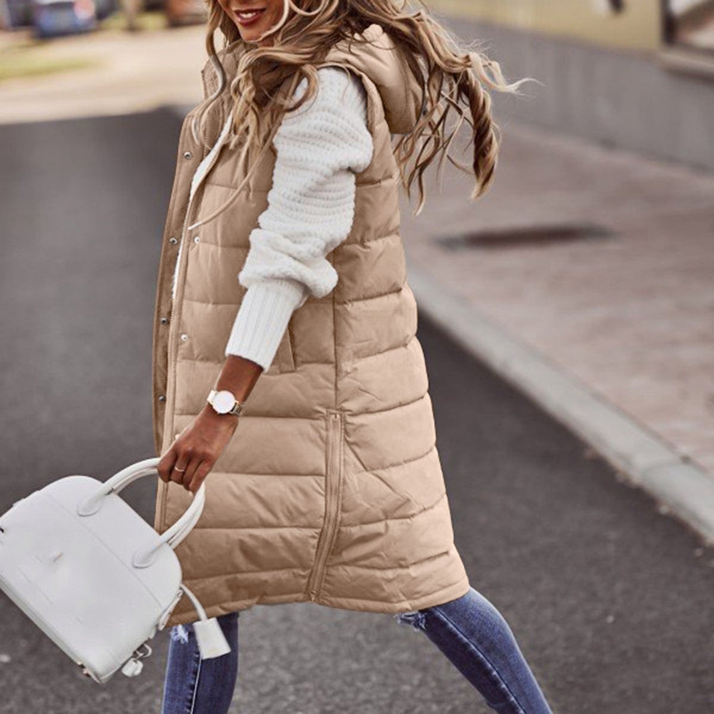 Warm Women's Fleece Hooded Vest