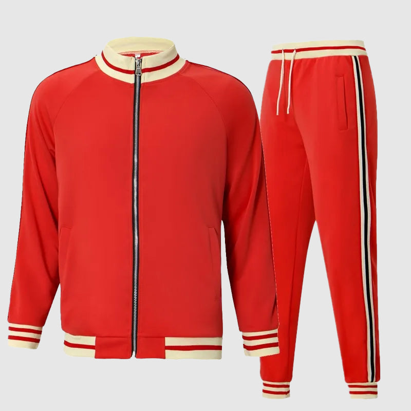 Sporty 2 Piece Mens Jogger Suit with Zip Jacket