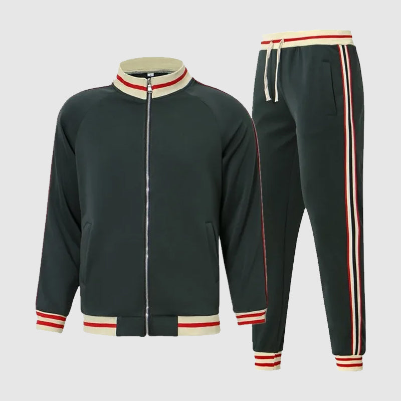 Sporty 2 Piece Mens Jogger Suit with Zip Jacket