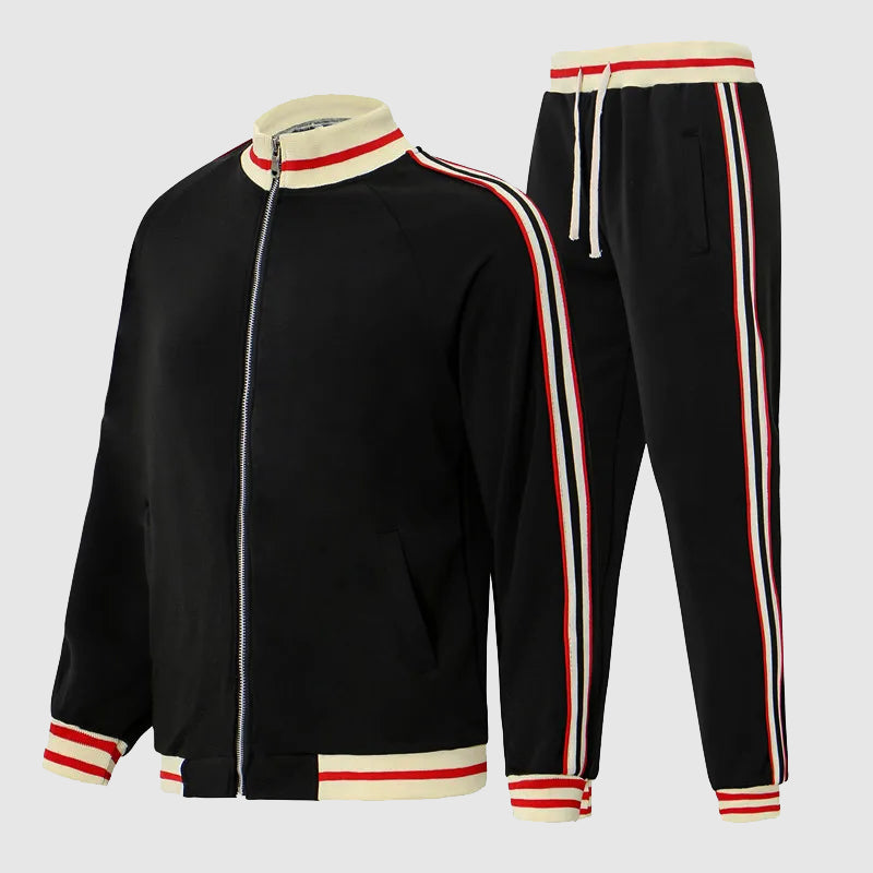 Sporty 2 Piece Mens Jogger Suit with Zip Jacket