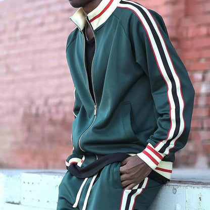 Sporty 2 Piece Mens Jogger Suit with Zip Jacket - OutfitLondon