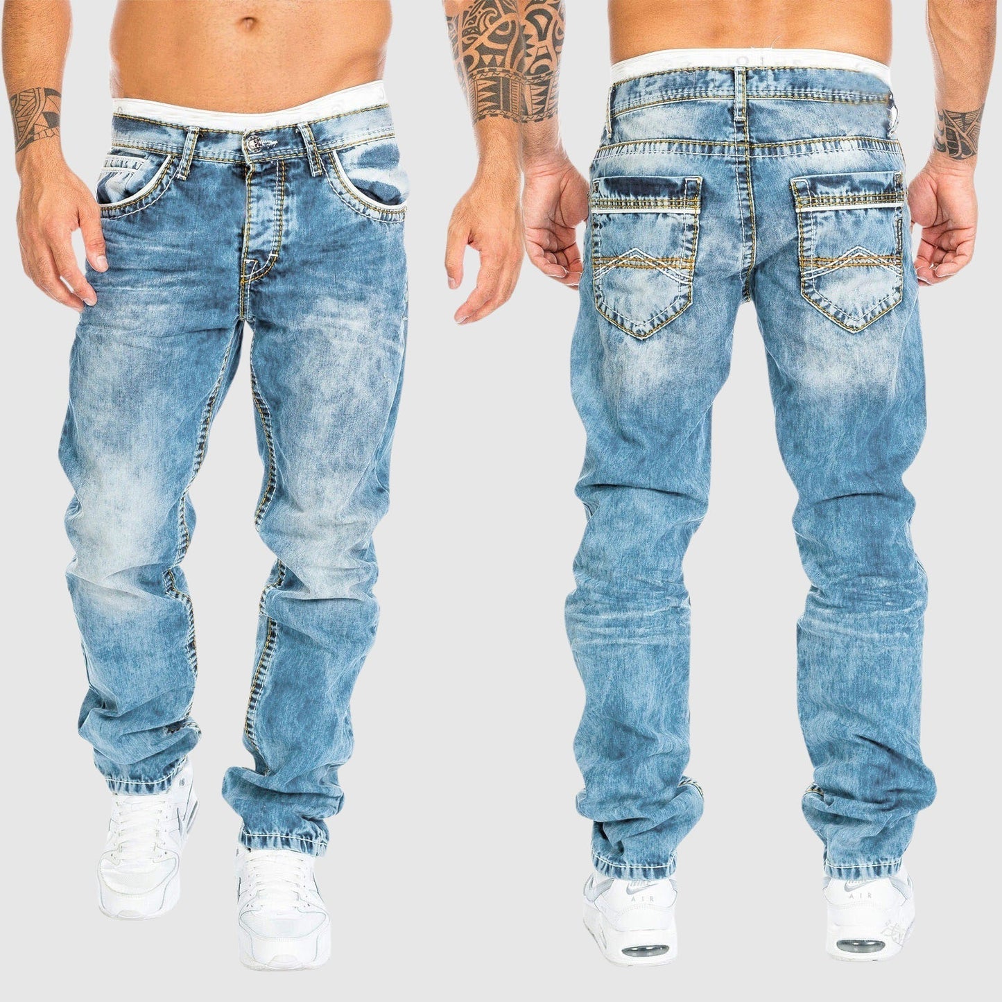 Comfortable Classic Mens Casual Jeans with Pockets