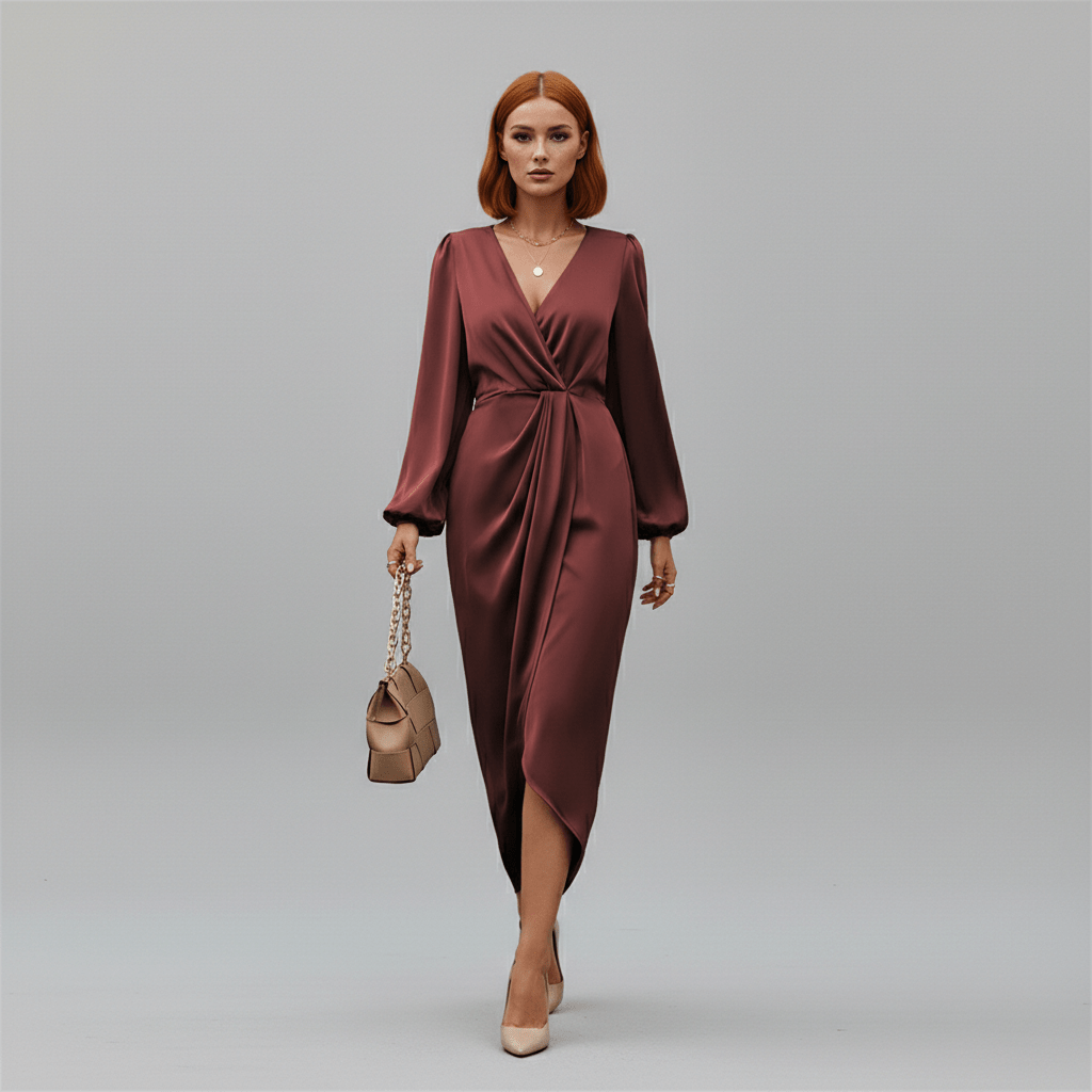 Chic Floral Midi Wrap Around Dress - OutfitLondon