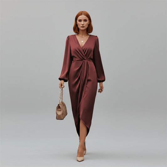 Chic Floral Midi Wrap Around Dress - OutfitLondon