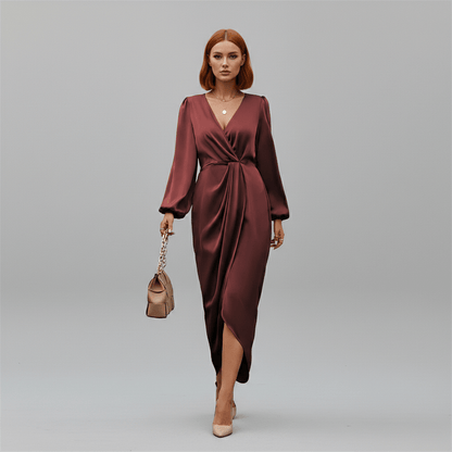 Chic Floral Midi Wrap Around Dress