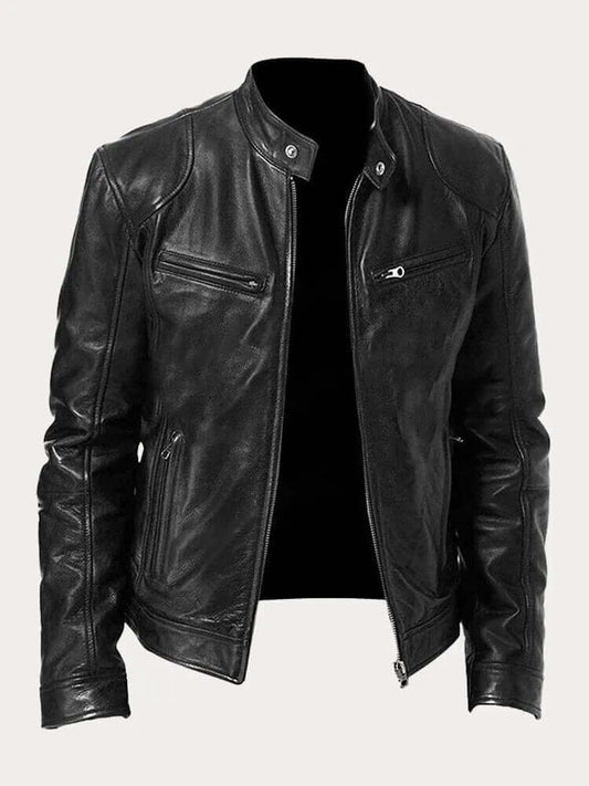 Men's Leather Biker Jacket - OutfitLondon