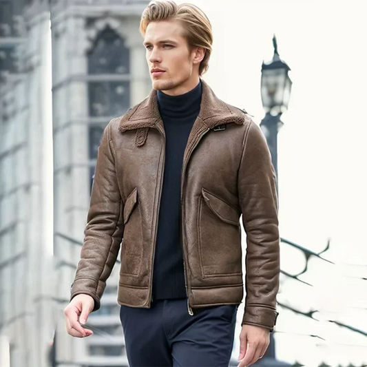 Classic Designer Men's Leather Jacket - OutfitLondon