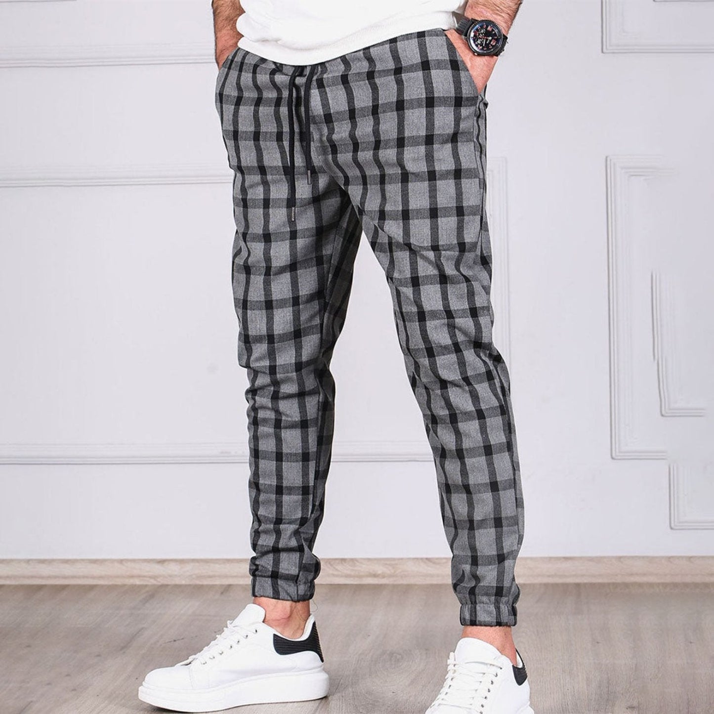 Comfortable Loose Fit Plaid Work Pants