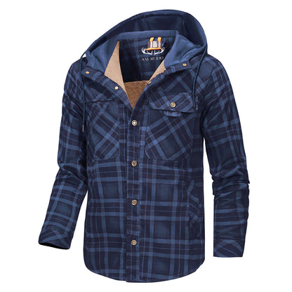Relaxed Fit Plaid Hooded Jacket