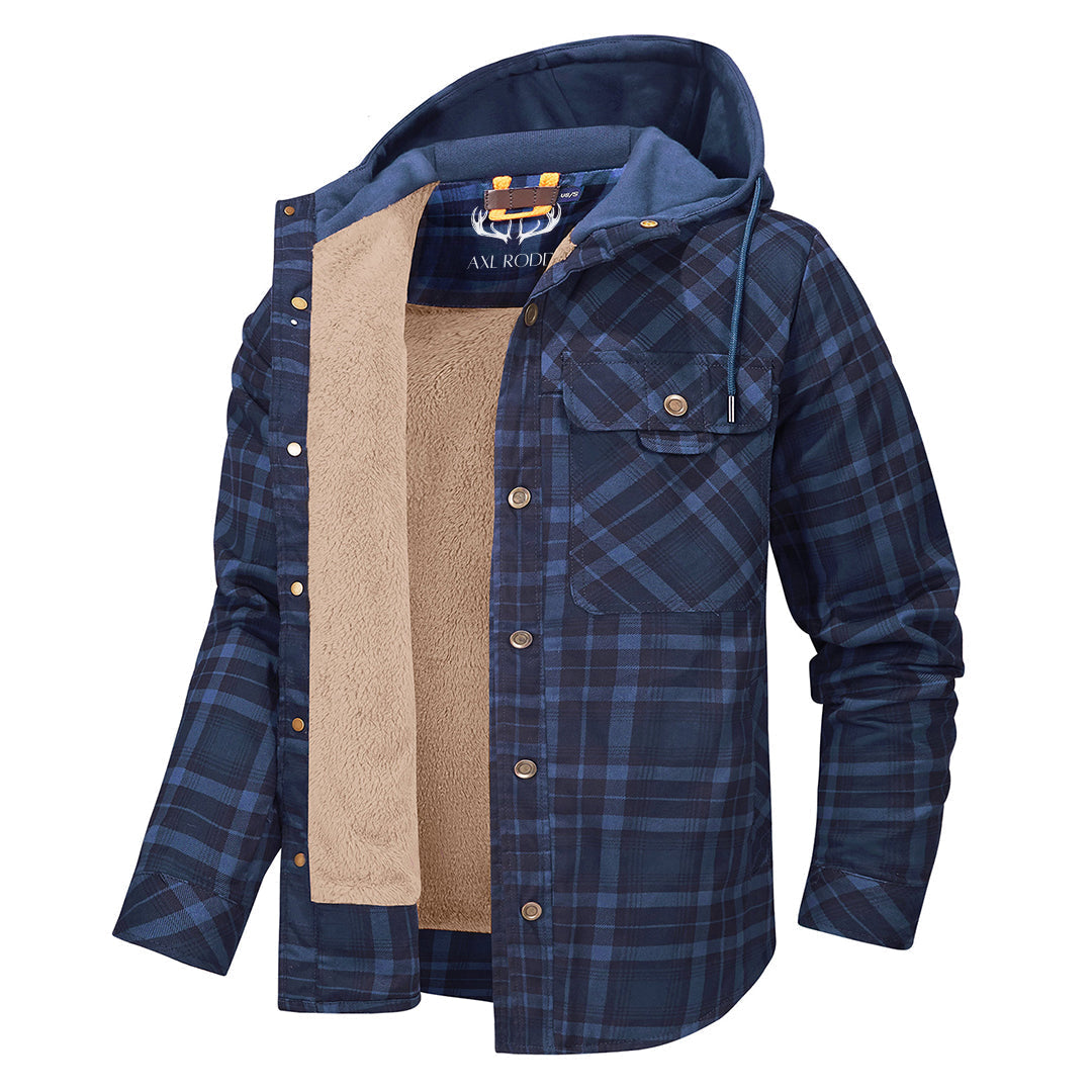 Relaxed Fit Plaid Hooded Jacket