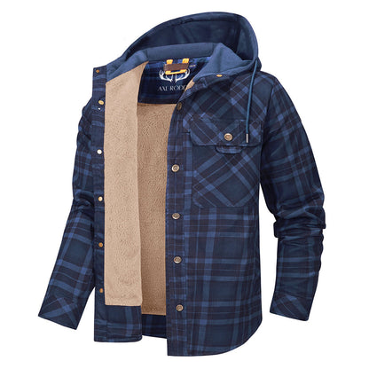 Relaxed Fit Plaid Hooded Jacket