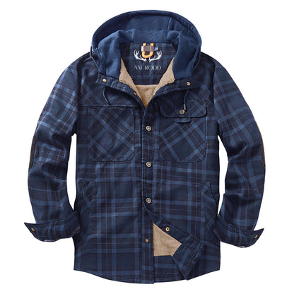 Relaxed Fit Plaid Hooded Jacket