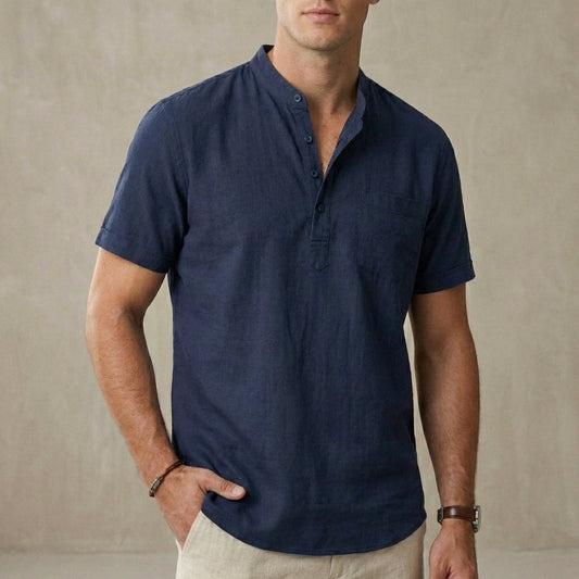 Casual Fit Mens Henley Shirt with Pocket - OutfitLondon
